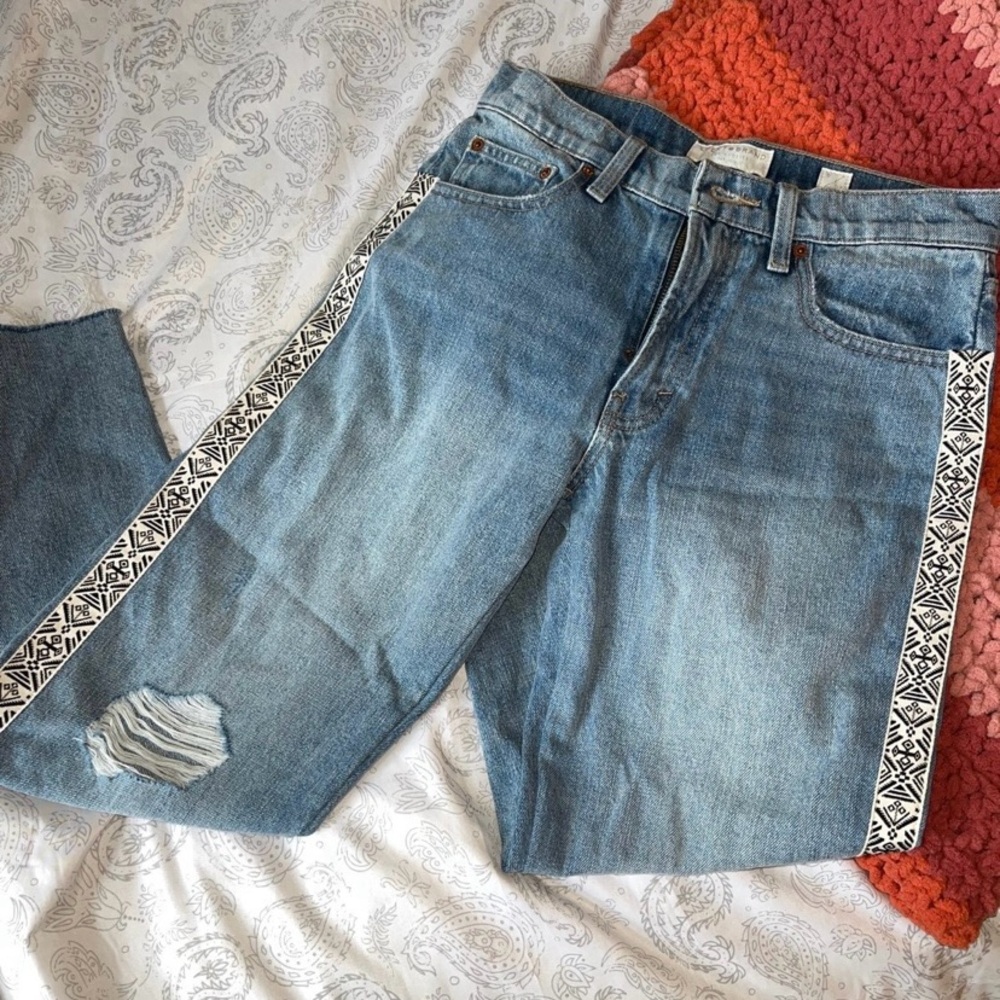 Lucky Brand  Crop Jeans with Patterned Side Stripes